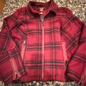 Red and Black Plaid wool blend (83%) lined Jacket by Ruff Hewn, XL